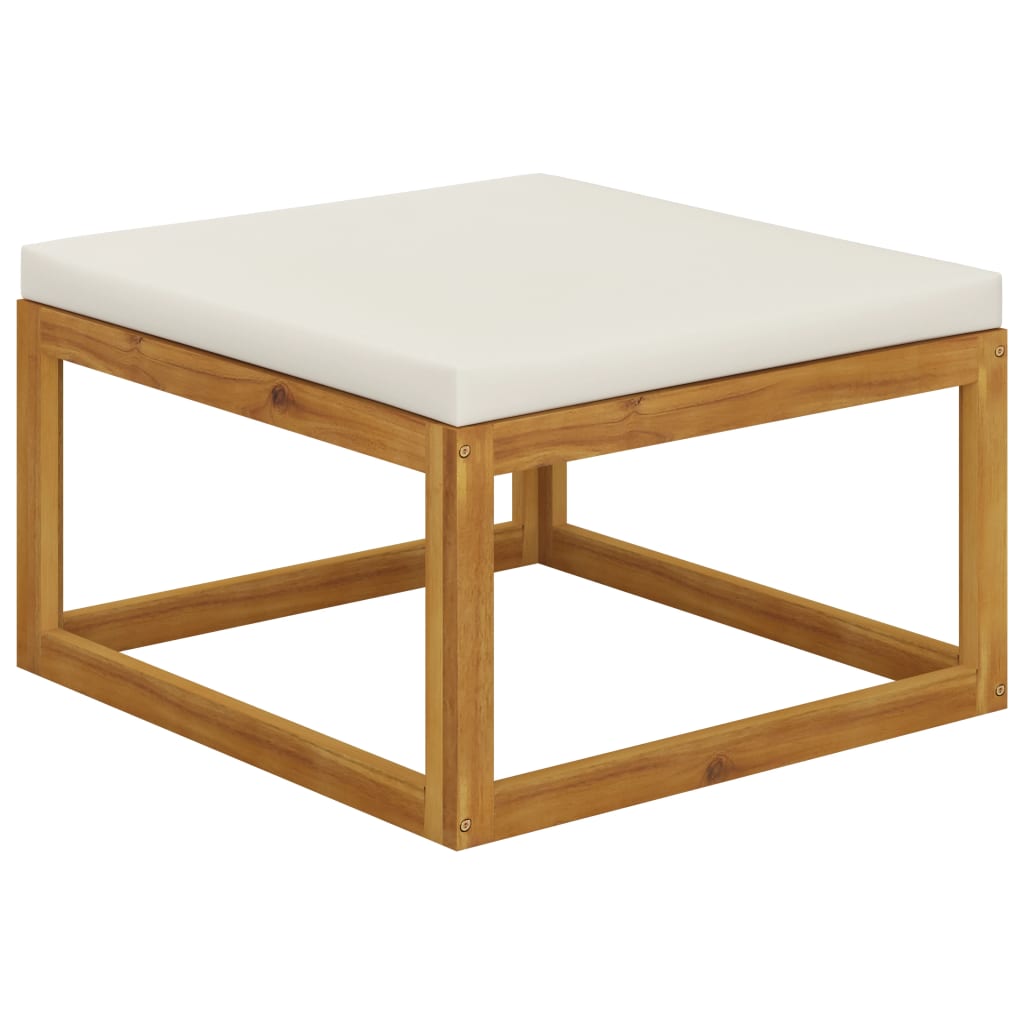 Berkfield Footrest with Cream White Cushion Solid Wood Acacia