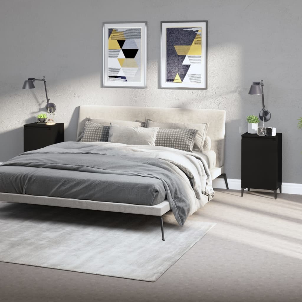 Berkfield Bedside Cabinets 2 pcs Black 40x35x70 cm Engineered Wood