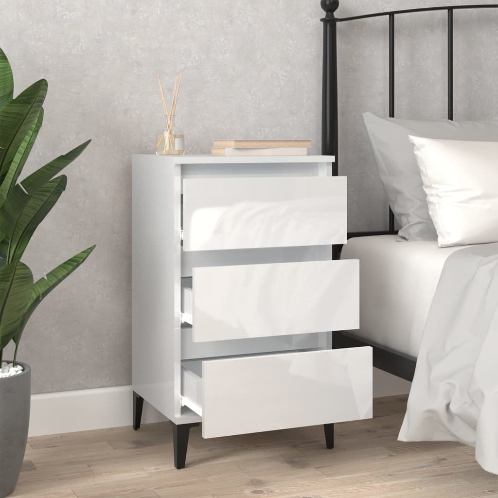 Berkfield Bedside Cabinet High Gloss White 40x35x70 cm Engineered Wood