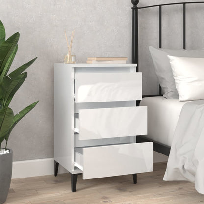 Berkfield Bedside Cabinet High Gloss White 40x35x70 cm Engineered Wood