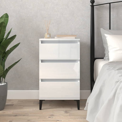 Berkfield Bedside Cabinet High Gloss White 40x35x70 cm Engineered Wood