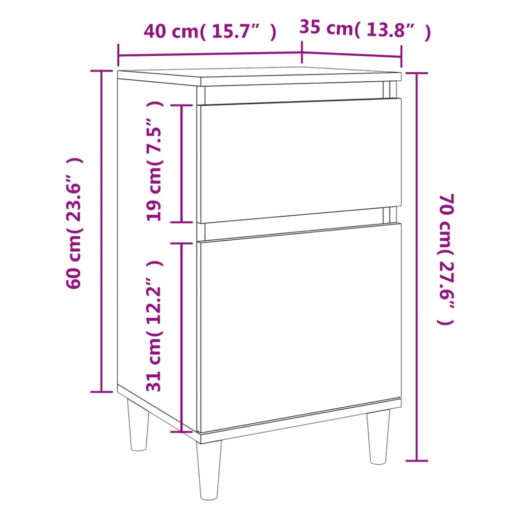 Berkfield Bedside Cabinet Concrete Grey 40x35x70 cm