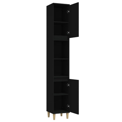 Berkfield Bathroom Cabinet Black 30x30x190 cm Engineered Wood