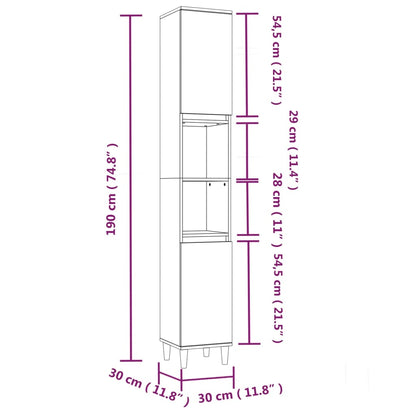 Berkfield Bathroom Cabinet Black 30x30x190 cm Engineered Wood
