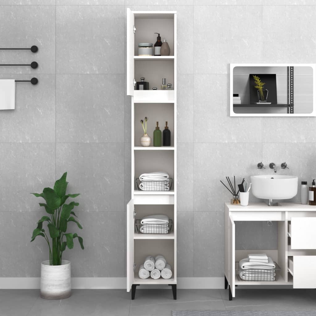 Berkfield Bathroom Cabinet White 30x30x190 cm Engineered Wood