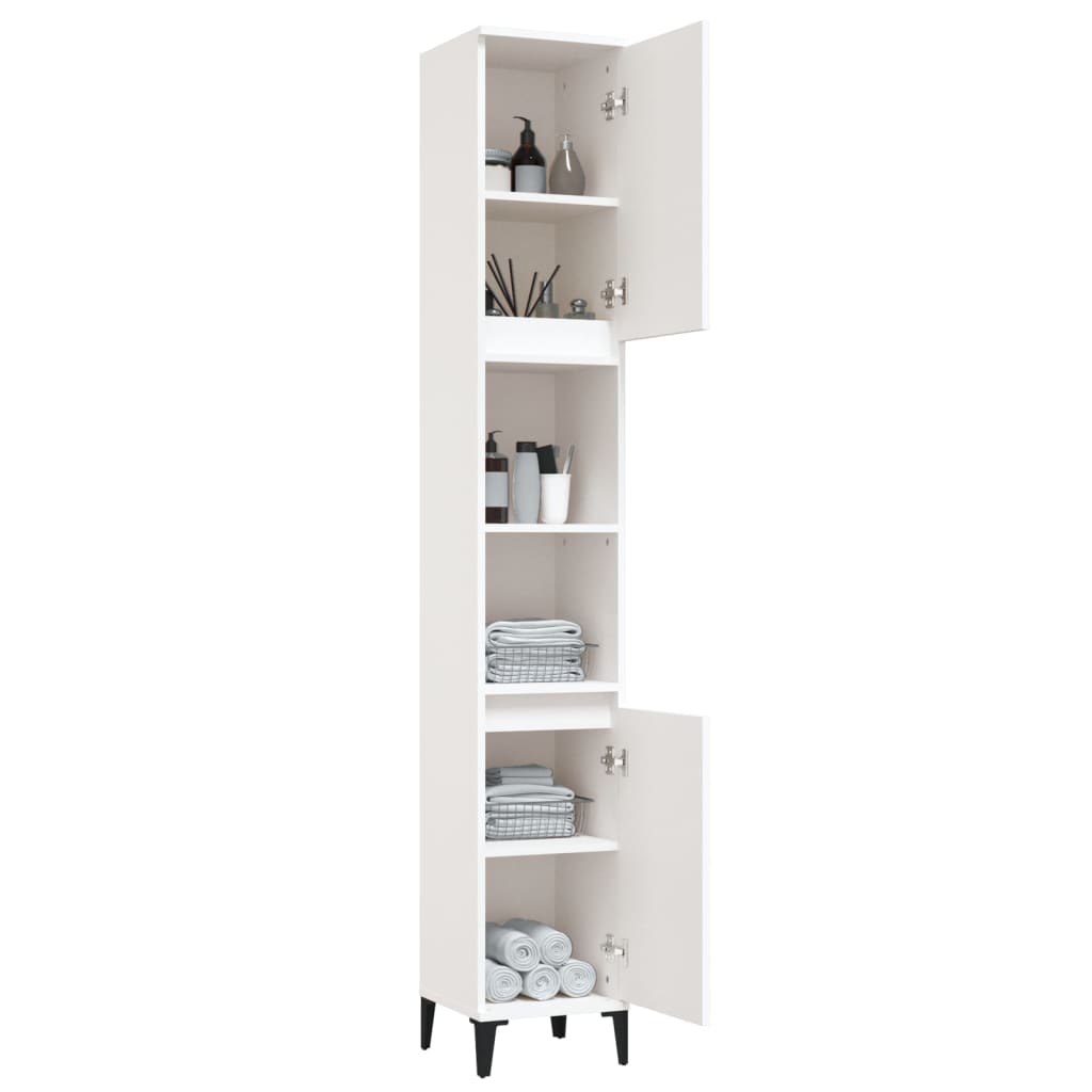 Berkfield Bathroom Cabinet White 30x30x190 cm Engineered Wood