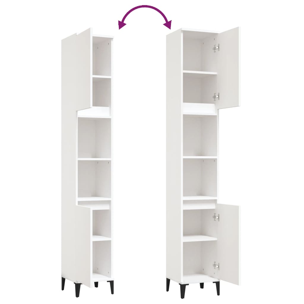 Berkfield Bathroom Cabinet White 30x30x190 cm Engineered Wood