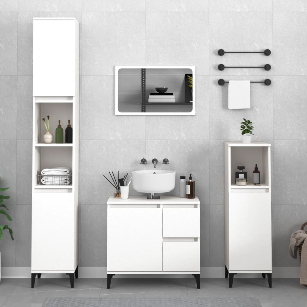 Berkfield Bathroom Cabinet White 30x30x190 cm Engineered Wood