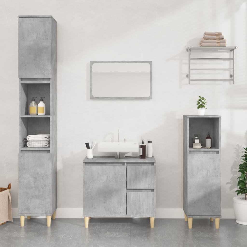 Berkfield Bathroom Cabinet Concrete Grey 30x30x100 cm Engineered Wood