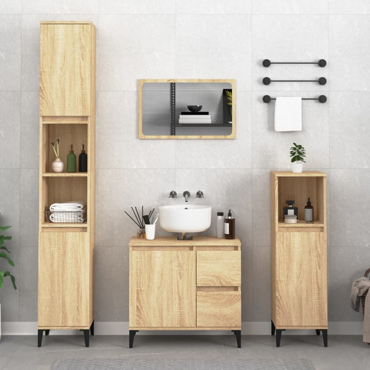 Berkfield Bathroom Cabinet Sonoma Oak 30x30x100 cm Engineered Wood
