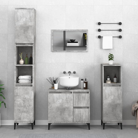 Berkfield Bathroom Cabinet Concrete Grey 30x30x100 cm Engineered Wood