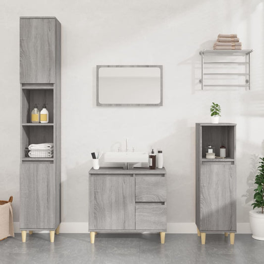 Berkfield Bathroom Cabinet Grey Sonoma 65x33x60 cm Engineered Wood