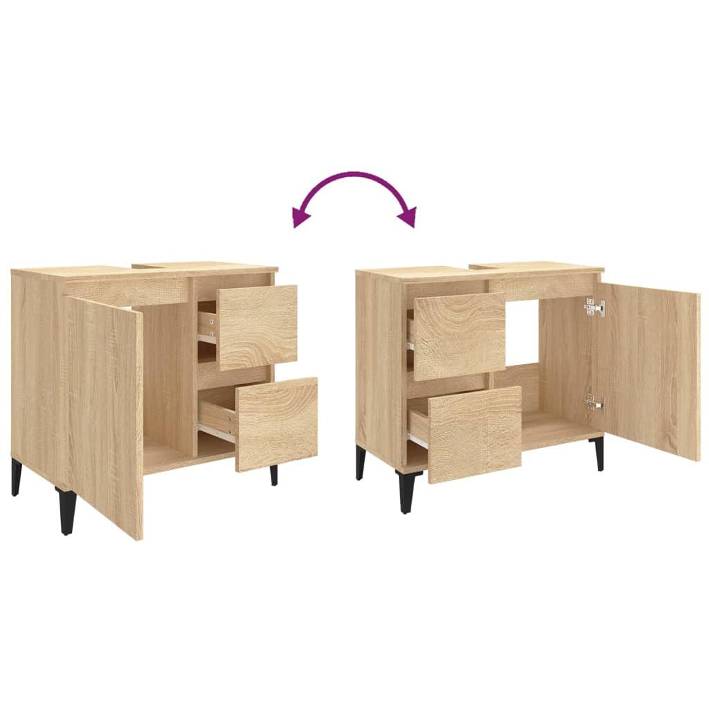 Berkfield Bathroom Cabinet Sonoma Oak 65x33x60 cm Engineered Wood