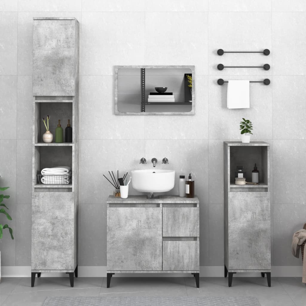 Berkfield Bathroom Cabinet Concrete Grey 65x33x60 cm Engineered Wood