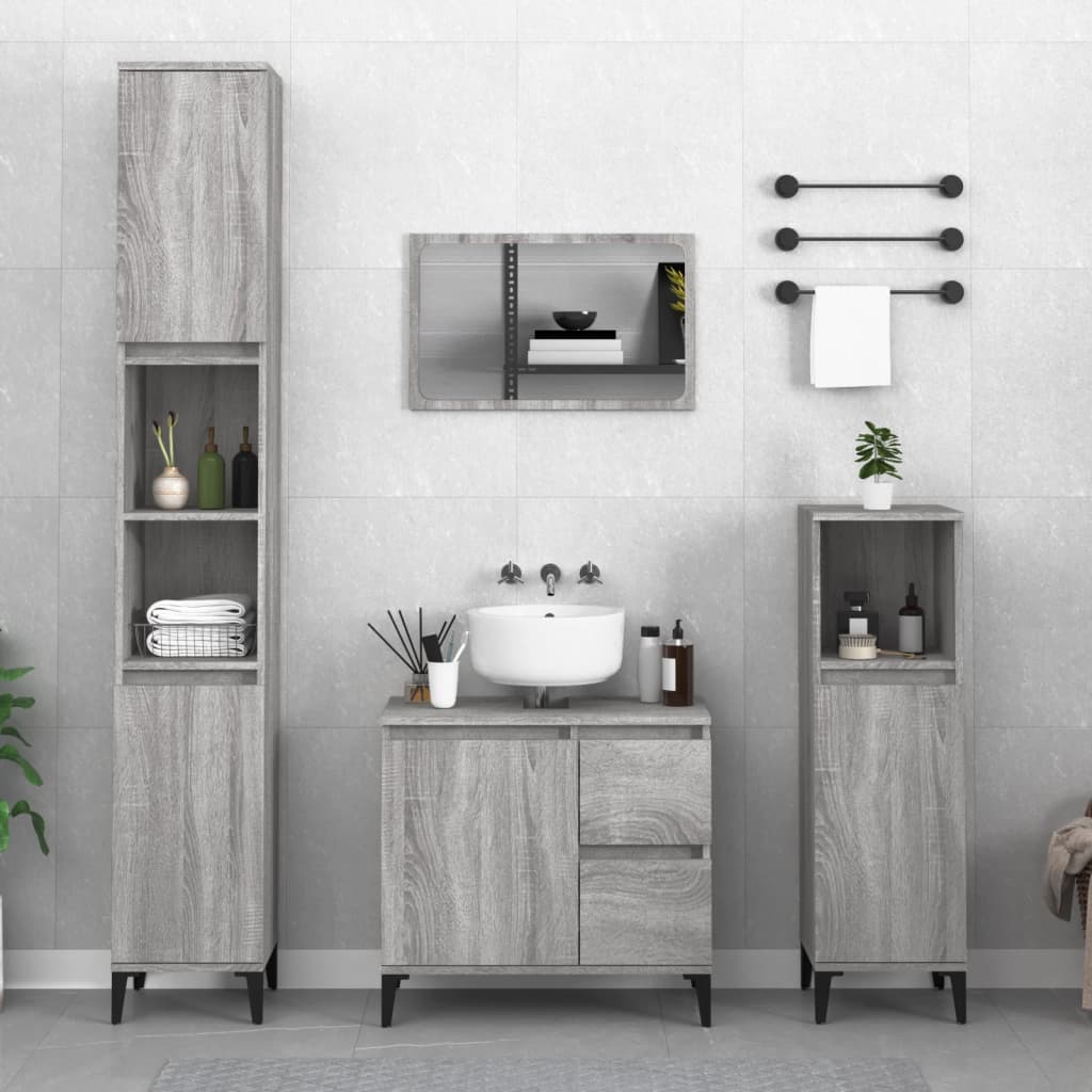 Berkfield Bathroom Cabinet Grey Sonoma 65x33x60 cm Engineered Wood
