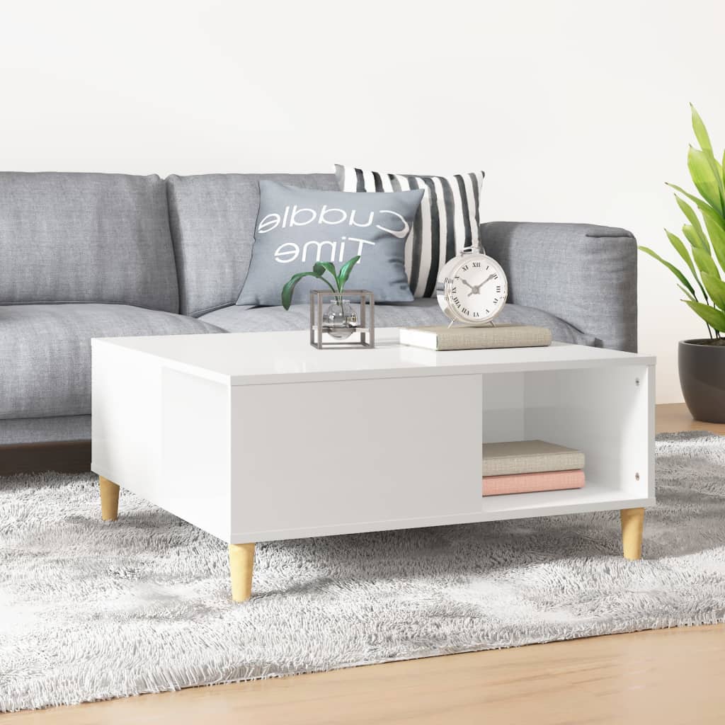 Berkfield Coffee Table High Gloss White 80x80x36.5 cm Engineered Wood