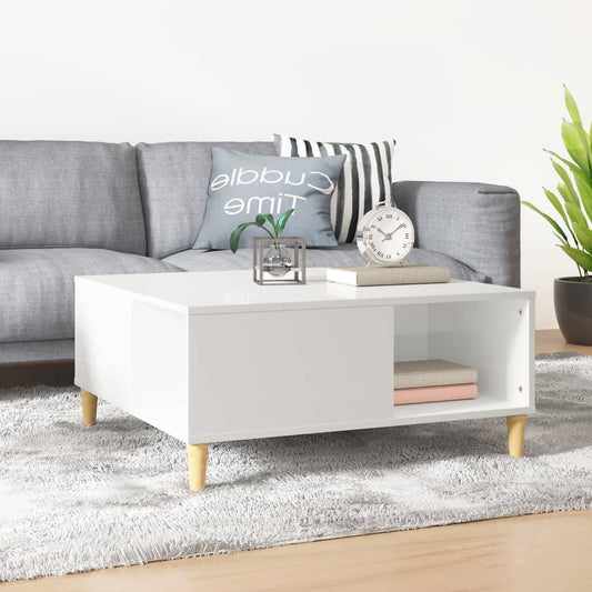Berkfield Coffee Table High Gloss White 80x80x36.5 cm Engineered Wood
