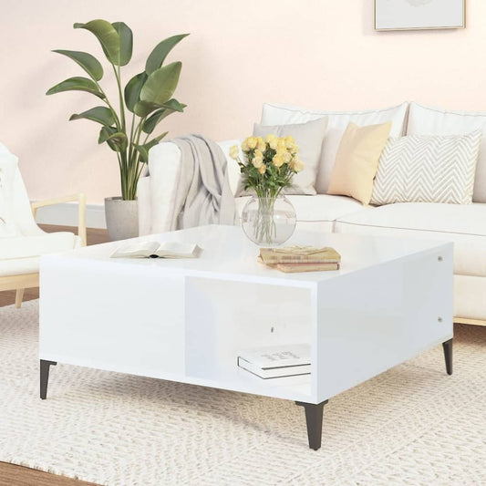 Berkfield Coffee Table High Gloss White 80x80x36.5 cm Engineered Wood