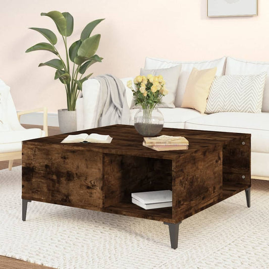 Berkfield Coffee Table Smoked Oak 80x80x36.5 cm Engineered Wood
