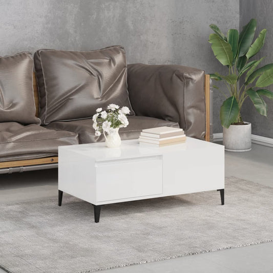 Berkfield Coffee Table High Gloss White 90x50x36.5 cm Engineered Wood