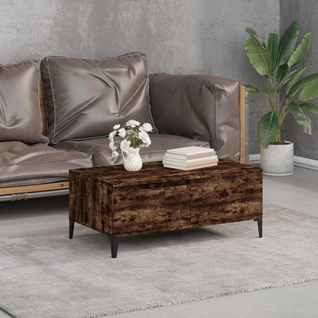 Berkfield Coffee Table Smoked Oak 90x50x36.5 cm Engineered Wood