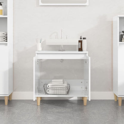 Berkfield Sink Cabinet High Gloss White 58x33x60 cm Engineered Wood
