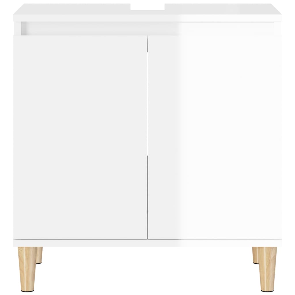 Berkfield Sink Cabinet High Gloss White 58x33x60 cm Engineered Wood