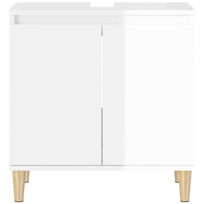 Berkfield Sink Cabinet High Gloss White 58x33x60 cm Engineered Wood