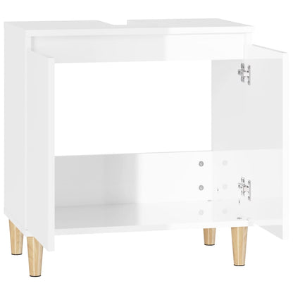 Berkfield Sink Cabinet High Gloss White 58x33x60 cm Engineered Wood