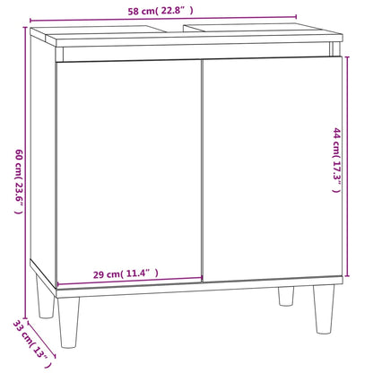 Berkfield Sink Cabinet High Gloss White 58x33x60 cm Engineered Wood