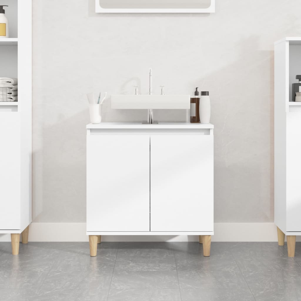 Berkfield Sink Cabinet High Gloss White 58x33x60 cm Engineered Wood