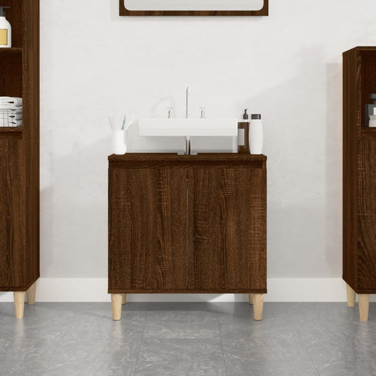 Berkfield Sink Cabinet Brown Oak 58x33x60 cm Engineered Wood