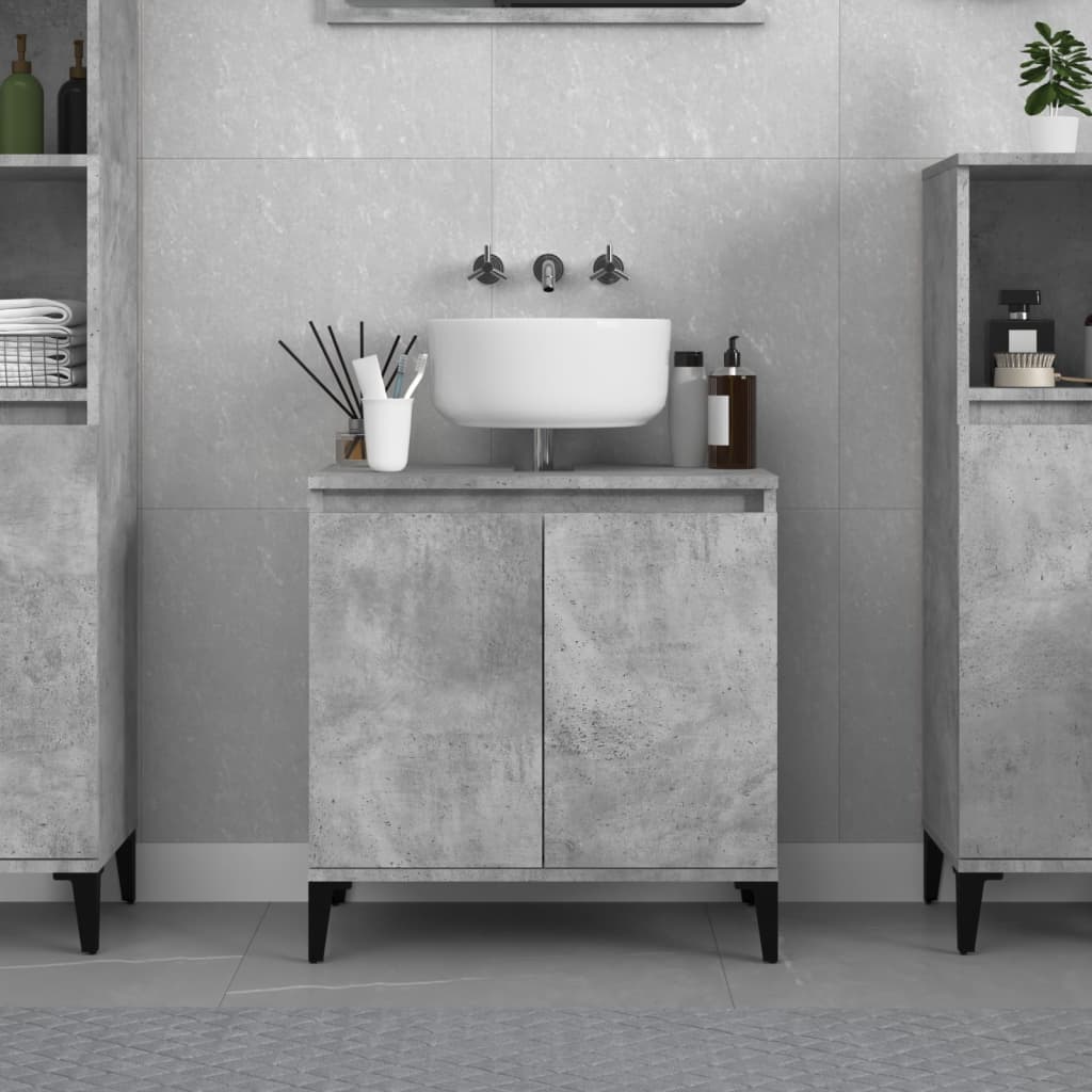 Berkfield Sink Cabinet Concrete Grey 58x33x60 cm Engineered Wood