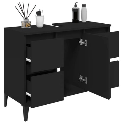 Berkfield Sink Cabinet Black 80x33x60 cm Engineered Wood