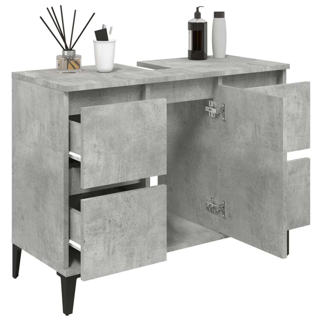 Berkfield Sink Cabinet Concrete Grey 80x33x60 cm Engineered Wood
