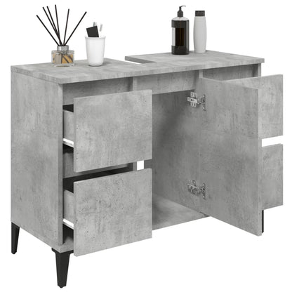 Berkfield Sink Cabinet Concrete Grey 80x33x60 cm Engineered Wood