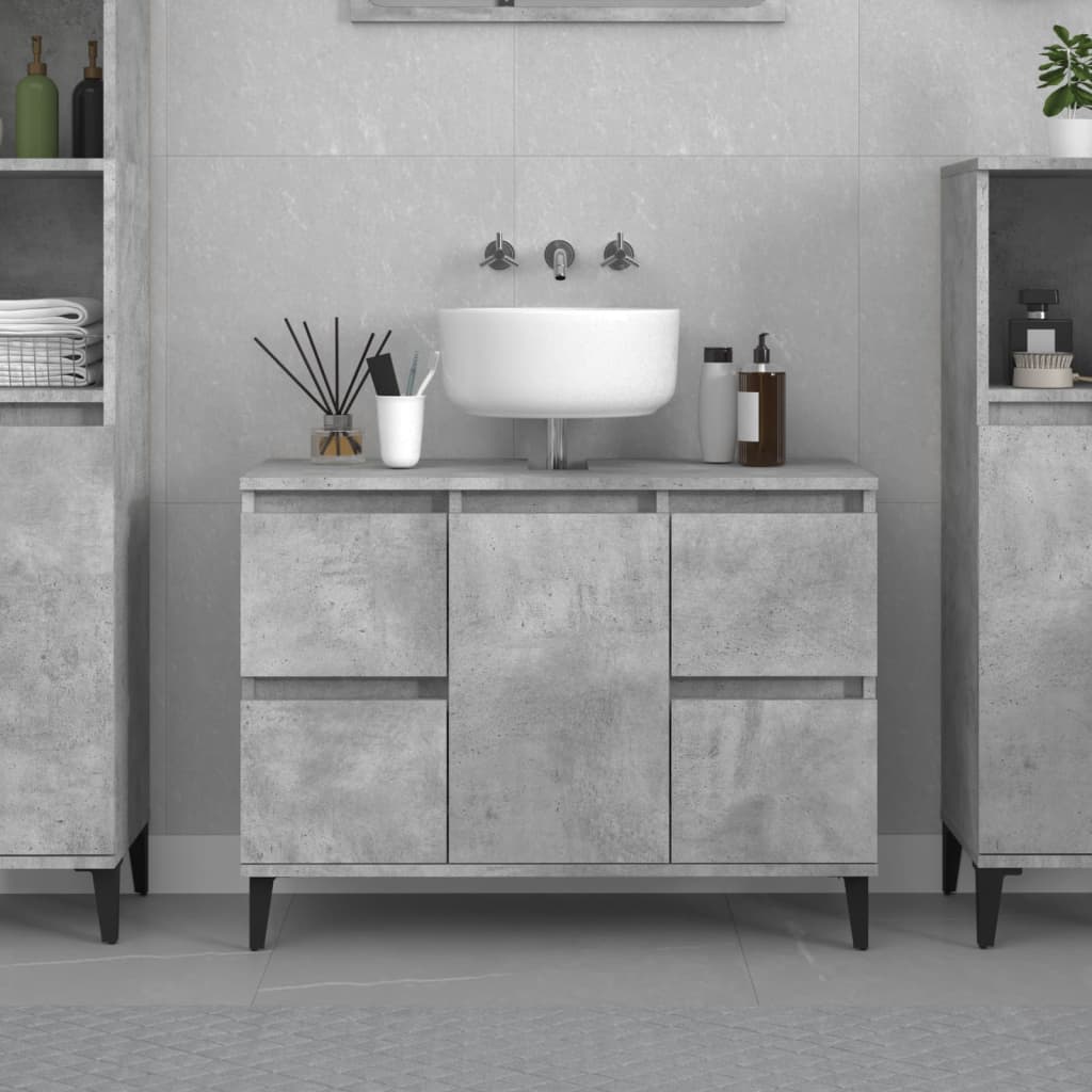 Berkfield Sink Cabinet Concrete Grey 80x33x60 cm Engineered Wood