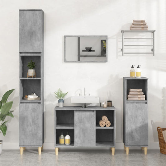 Berkfield Sink Cabinet Concrete Grey 80x33x60 cm Engineered Wood