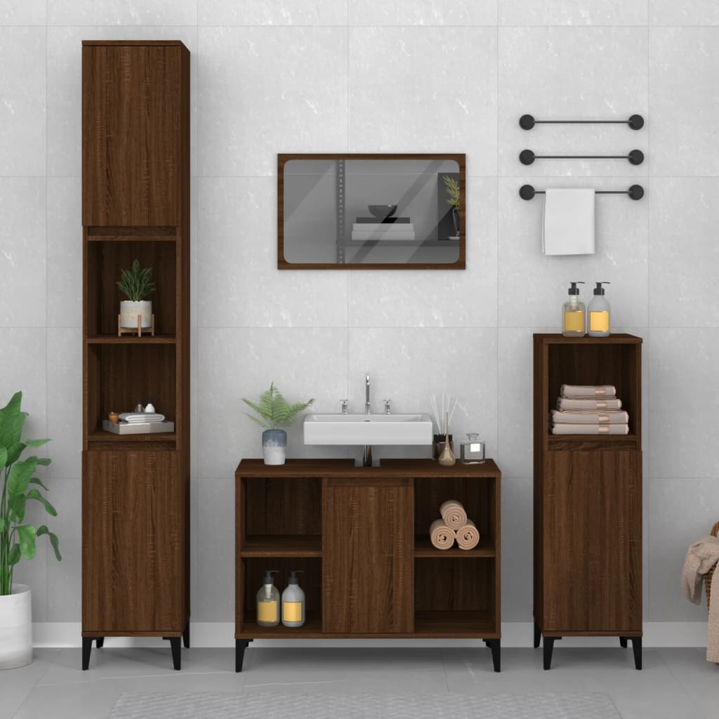 Berkfield Sink Cabinet Brown Oak 80x33x60 cm Engineered Wood
