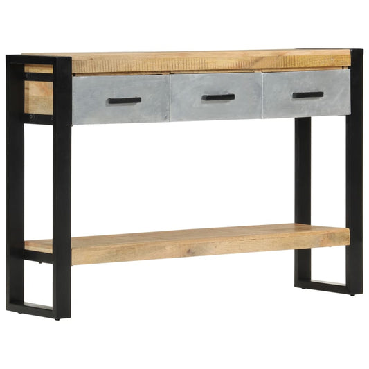 Berkfield Console Table 110x30x76 cm Solid Rough Wood Mango