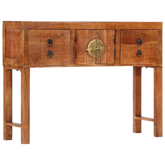 Berkfield Console Table 120x32x80 cm Solid Rough Wood Acacia