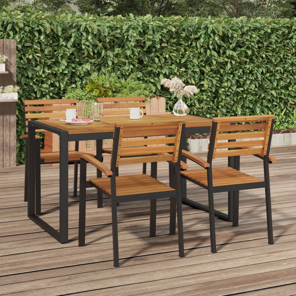 Berkfield Garden Table with U-shaped Legs 140x80x75 cm Solid Wood Acacia