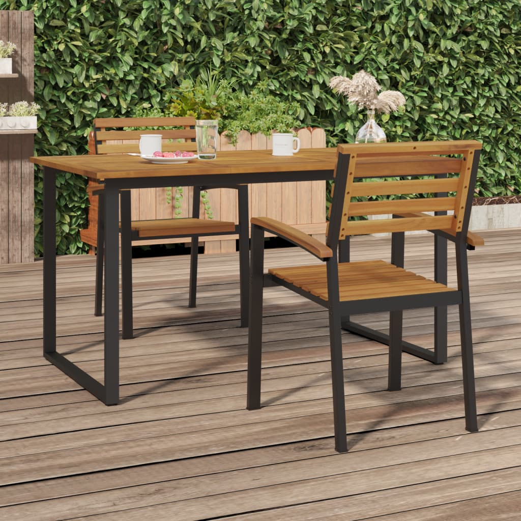 Berkfield Stackable Garden Chairs 2 pcs Solid Wood Acacia and Metal