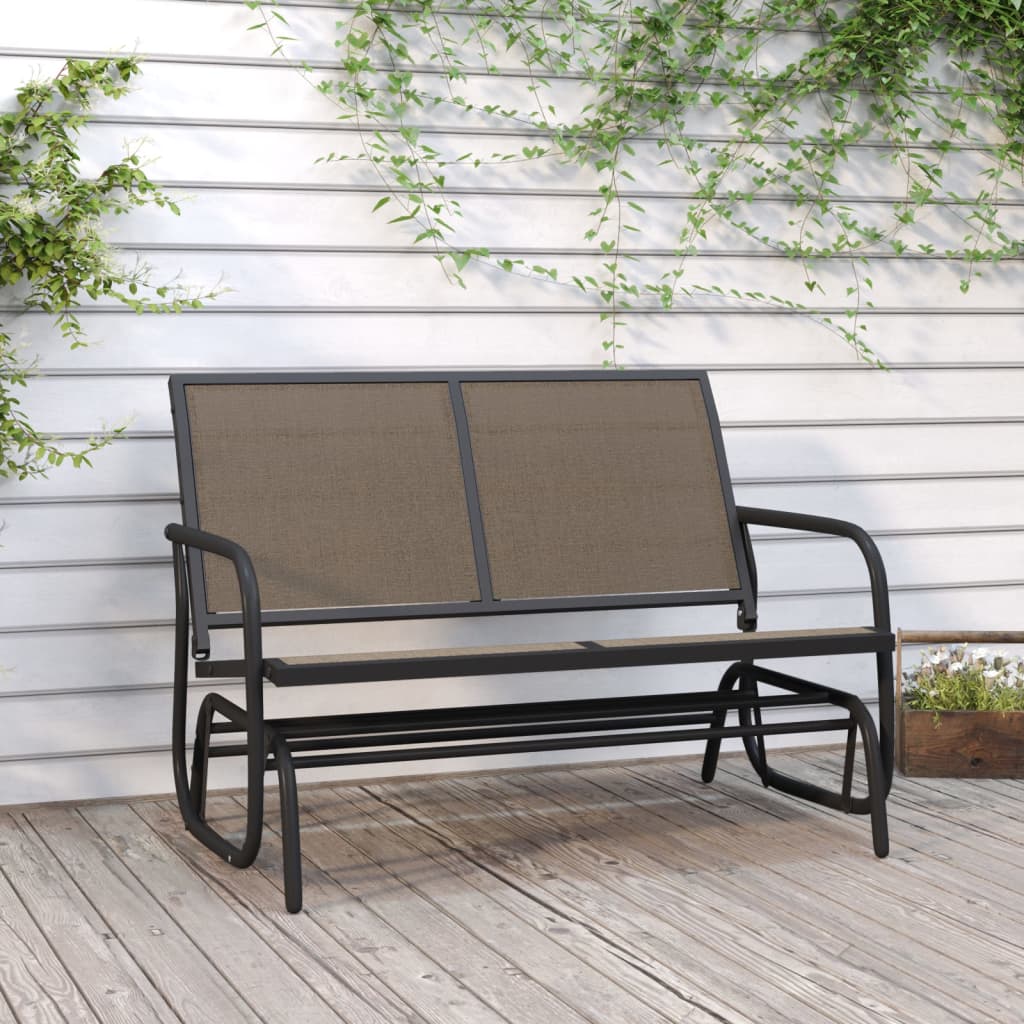 Berkfield Garden Glider Bench Brown120.5x76x86.5 cm Textilene&Steel