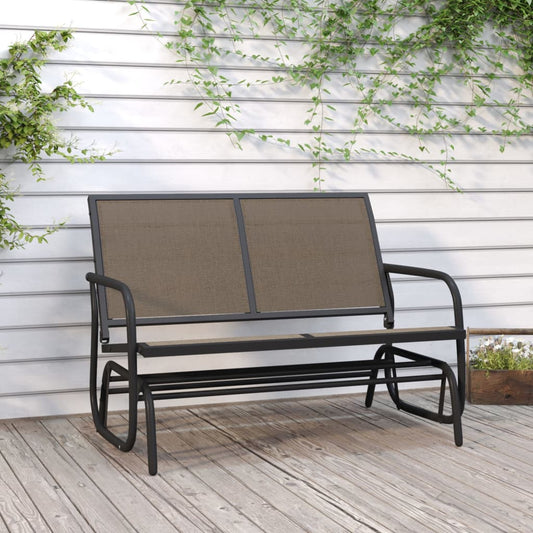 Berkfield Garden Glider Bench Brown120.5x76x86.5 cm Textilene&Steel