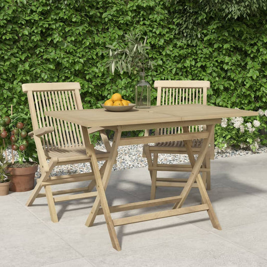 Berkfield Folding Garden Table Grey 120x70x75 cm Solid Wood Teak