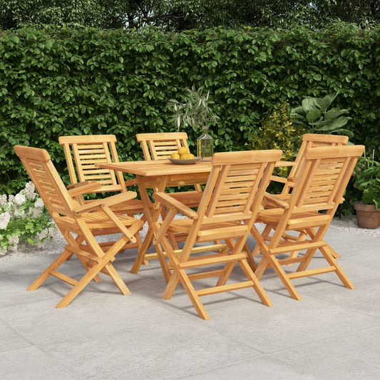 Berkfield 7 Piece Garden Dining Set Solid Wood Teak