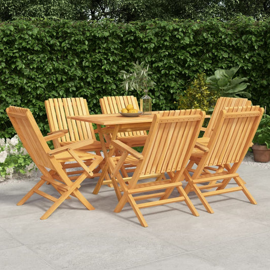 Berkfield 7 Piece Garden Dining Set Solid Wood Teak