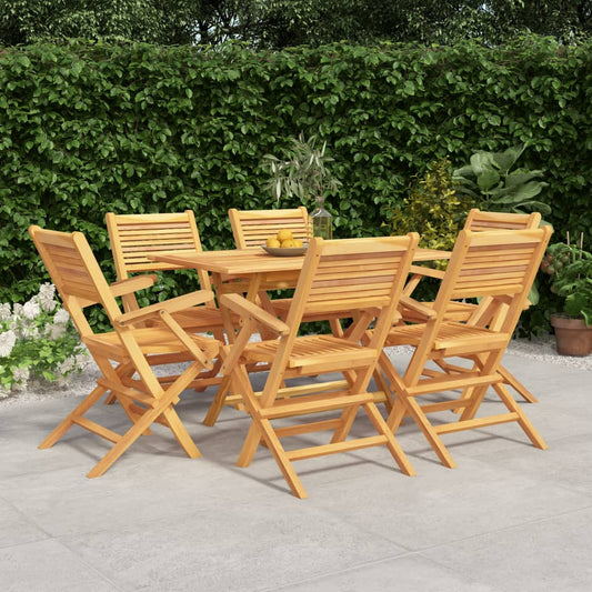 Berkfield 7 Piece Garden Dining Set Solid Wood Teak