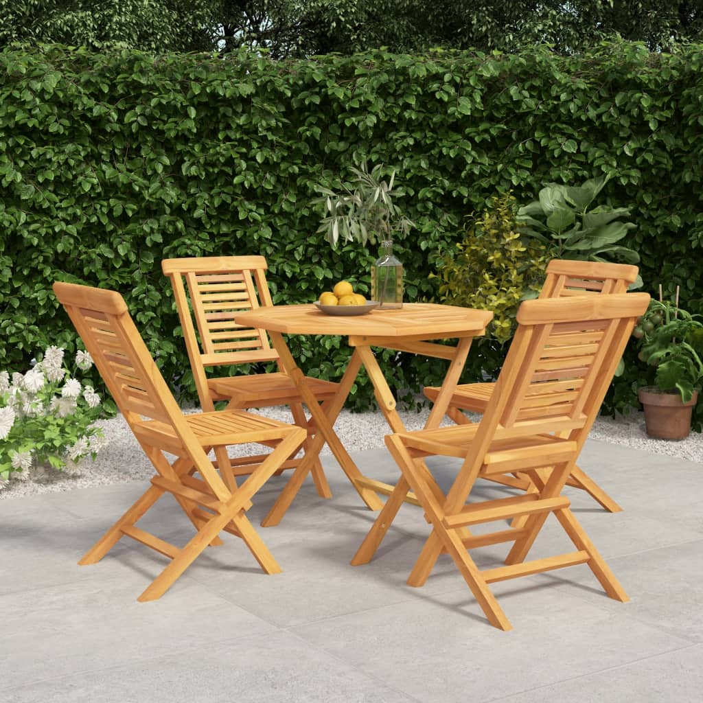 Berkfield 5 Piece Garden Dining Set Solid Wood Teak